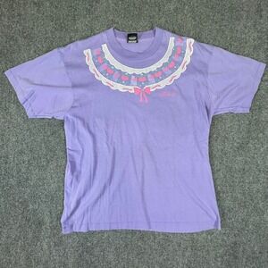 Vintage 1990 Screen Stars Best Florida Cat Lace Collar T-Shirt Purple XL 90s